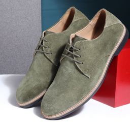 Teakwood Leathers Men Olive Green Textured Suede Derbys-picture-16