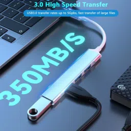 ZARRY Type C to USB Hub 4in1 Type C to USB Hub 3.0 USB Compatible for Laptop, PC, Macbook, Mobile USB Hub image 4