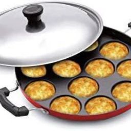 Non Stick 12 Cavity Appam Maker idli maker with Lid Paniarakkal with Lid 1 L capacity 24.3 cm diameter-11