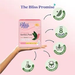 blissnatural Organic Ultra Thin XL Size For Medium Flow | Plant-Based Sanitary Pad image 3