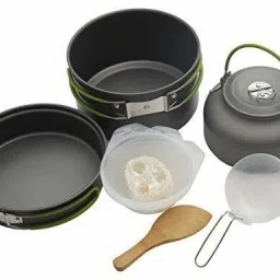 Portable Outdoor Camping Cooking Set Pot Bowl Teapot Coffee Kettle Set Cam-37