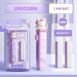 YOYO Unicorn PushPull Eraser Stick, Eraser Pen with 2 Pcs Refill Eraser for Kids Non-Toxic Eraser-picture-25