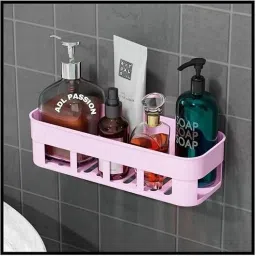 Self Adhesive Multi-Purpose Wall Hanging BATHROOM floating Shelf (PACK OF 1) Plastic Wall Shelf-image-13