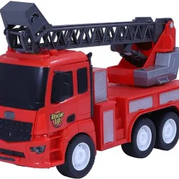 Plastic Fire Friction Powered Rescue Lift Pull Back Push Go Light Sound Vehicle-21