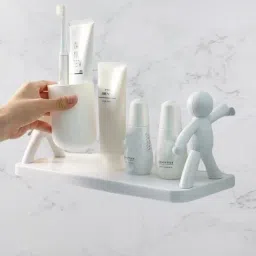 Floating Shelf Wall Mounted Self Adhesive Storage Rack Organizer for Bathroom0 Plastic Wall Shelf-image-30