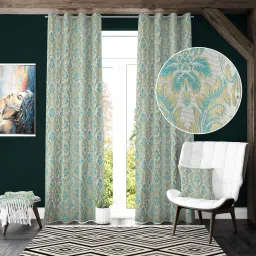 213 cm (7 ft) Jacquard Room Darkening Door Curtain (Pack Of 2)-7