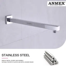 anmex 24" Chrome Plated Shower Arm with Flange Shower Head Extension Arm-Square Shaped Fixed Mount image 4