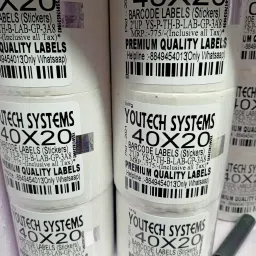 youlogic 40 mm X 20 mm, (White) Direct Thermal Barcode Labels (DT), Set of 2 Roll, 4000 Labels In Roll, No Need Carbon Ribbon, Labels/Roll for Desktop Printer TSC, Zebra, Citzen, WEP, Datamax, Thosiba, Sato etc. ) ,Paper Label Stickers,2’’up (Smooth White) dt Paper Label image 2