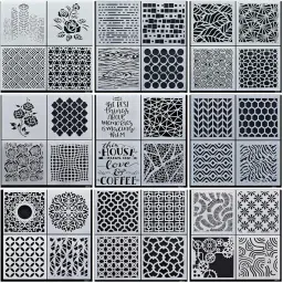 Decorative Stencil Set of Any 12 Designs Stencils 6x6" Size Assorted Design Stencils Stencil-image-17