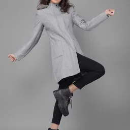 Crimsoune Club Self Design Hooded Neck Single-Breasted Overcoat-4