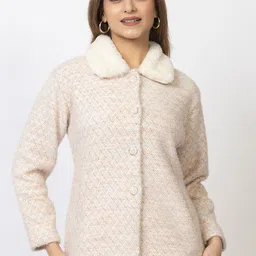 TWENTY ME Women Fur Shirt Collar Woollen Cardigan-image-53