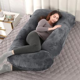 J-Shape Polyester Fibre Solid Pregnancy Pillow Pack of 1-image-14