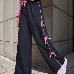 Women Loose Fit Black Polyester Trousers-image-70