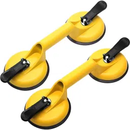 Yellow Glass Suction Cups Aluminum Vacuum Plate Handle Glass Holder Hooks to Lift Large Glass/Floor Gap Fixer/Tile Suction Cup Lifter/Moving Glass/Pad for Lifting/Dent Puller (2 Pack) Lever Tool-14