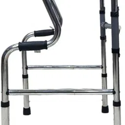 veayva Light Weight chrome Coated Height Adjustable Reciprocal Folding 2 Step Walker Walking Stick image 3