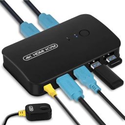 Etzin HDMI USB KVM Switch 2 Port Selector Box for 2 Computers Share Keyboard Mouse 0 cm KVM Console-5