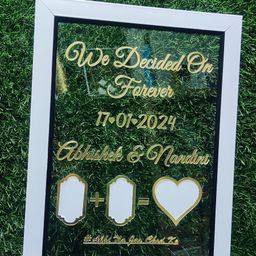 inventoo Rectangle Shape,Couple Finger Print Gift| Personalized Text Golden Metal Design 8 inch Wedding Thumb Print-picture-33