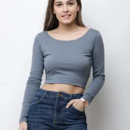Casual Regular Sleeves Solid Women Grey Top-image-50