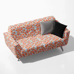 AZ5008180SOF_FB_RF_R-SP_D56^80_VL Blue And Coral Flowers On Chevron Pattern Velvet Sofa Fabric Sofa Fabric-31