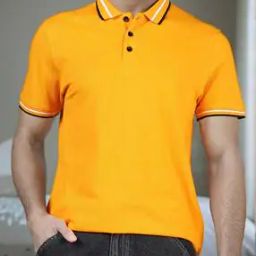 Shein Vented Hem Tipping Detail Mustard Polo Tshirt-image-86