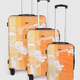 Teakwood Leathers Twin Set of 3 Printed 360-Degree Rotation Hard-Sided Trolley Bags 182L-16