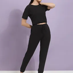Rigo Self-Textured Pure Cotton Waffle Knit Top Joggers Co-ord Set-picture-23