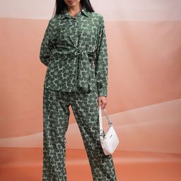 Tokyo Talkies Floral Printed Shirt Collar Shirt With Trousers Co-Ords-14