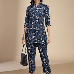 KALINI Floral Printed Mandarin Collar Tunic & Trousers-picture-8