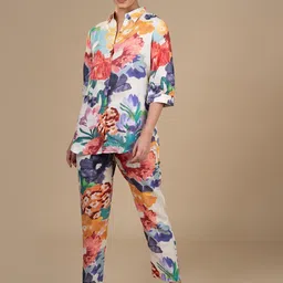 House Of Dharaa Floral Printed Linen Shirt & Trousers-picture-41