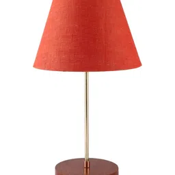 BTR CRAFTS Red Metal Frustum Shaped Table Lamp with Adjustable Cord-4