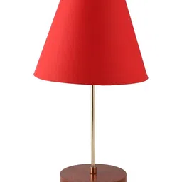 BTR CRAFTS Red & Brown Frustum Shaped Metal Table Lamp with Adjustable Cord-22