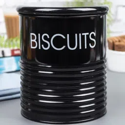 Metal Black Biscuits Jar With Lid 1700Ml By Market 99-picture-5