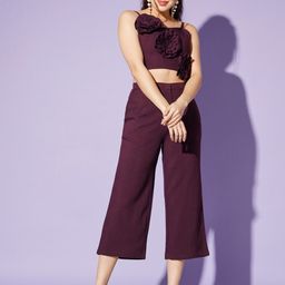 WoowZerz Shoulder Straps Crop Top with Culotte Co-Ords-image-42