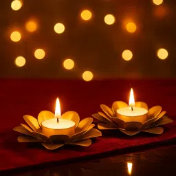 Flower Tealight Holder Petal Design Diya Stand for Décor Mandir Rangoli Festive Iron Candle Holder-image-24