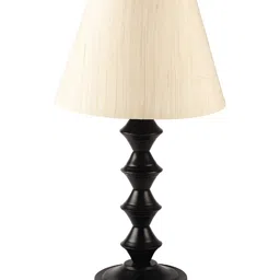BTR CRAFTS Cream Wood Frustum Shaped Table Lamp with Adjustable Cord image 5