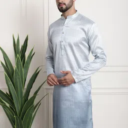 SOJANYA Woven Design Mandarin Collar Silk Cotton Kurta-image-26
