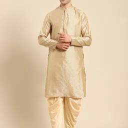 Amodh by Kisah Men Beige Thread Work Jacquard Kurta-picture-57