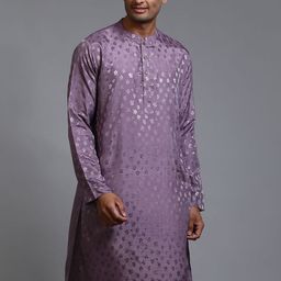 VASTRAMAY Floral Printed Mandarin Collar Long Sleeve Straight Kurta-image-73