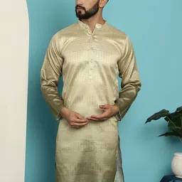 SOJANYA Ethnic Motifs Woven Design Jacquard Mandarin Collar Straight Kurta-picture-56