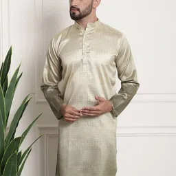 SOJANYA Woven Design Mandarin Collar Silk Cotton Kurta-image-50