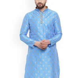 Sydney Heights Men Ethnic Motifs Jacquard Jari Work Kurta-image-37