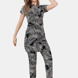 Be You Tropical Printed Mandarin Collar Longline Night Suit-image-64