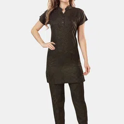 Be You Ethnic Motifs Printed Mandarin Collar Longline Night Suit-picture-21