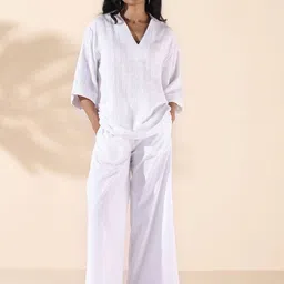 trueBrowns Malang Cotton V-Neck Top With Trousers Co-Ords-image-36
