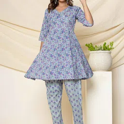 Fabmoha Floral Printed Pure Cotton Tunic & Trouser Co-Ord Set-18