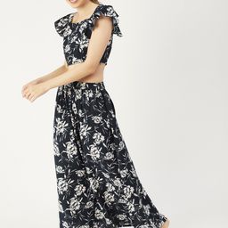 Moomaya Printed Square Neck Crop Top & Skirt-picture-35