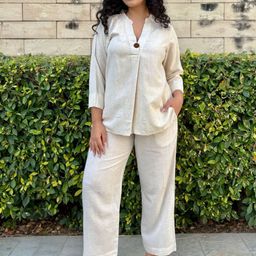 Minimul Neena 100% Linen Co-ord Set-image-0