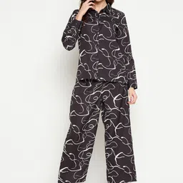 NABIA Women Printed Shirt Collar Co-Ord Set-image-35
