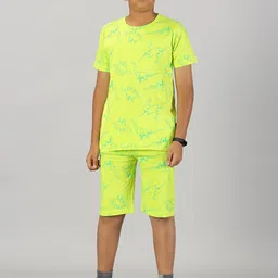 KiddoPanti Boys Printed Pure Cotton T-shirt with Shorts-image-73