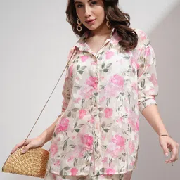 Tokyo Talkies Floral Printed Shirt Collar Shirt And Short-image-33